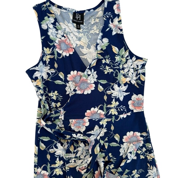 Derek Heart Plus Womens Navy Blue Floral Wrap Knit High-Low Midi Dress Size S - Picture 10 of 16
